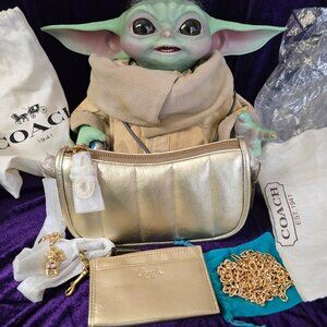 Coach Metallic Originals Quilted Swinger 20 Bag in Gold - New w/Wallet & Charm!